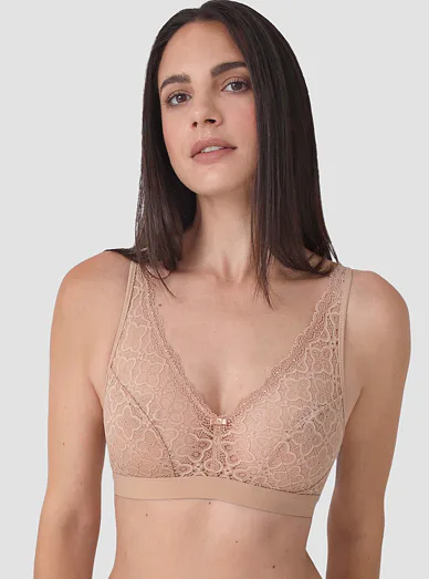 Sassa krajková nevyztužená podprsenka béžová - béžová