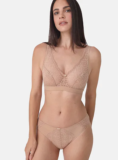 Sassa krajková nevyztužená podprsenka béžová - béžová