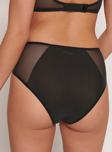 Sloggi Soft adapt kalhotky s vysokým pasem černé - černá