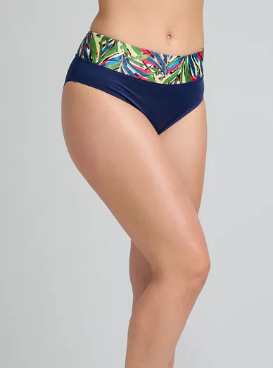 Dorina Kofar Mata plavkové kalhotky s vysokým pasem s letním vzorem - modrá