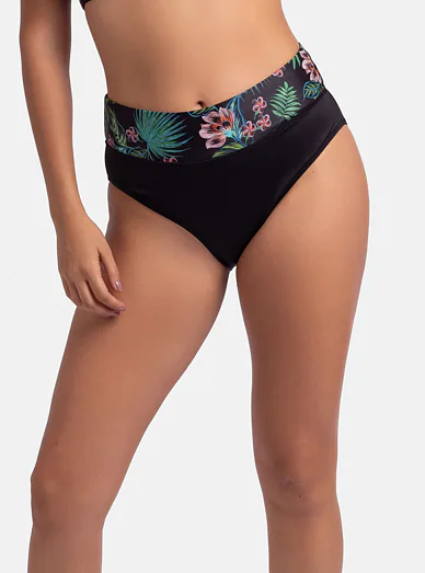 Dorina Kofar Mata plavkové kalhotky s vysokým pasem s letním vzorem - květy