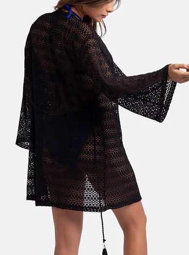 Dorina Baule háčkovaná plážová tunika černá - černá