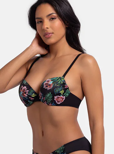 Dorina Mandika vyztužená plavková podprsenka s kosticí květinový vzor - květy