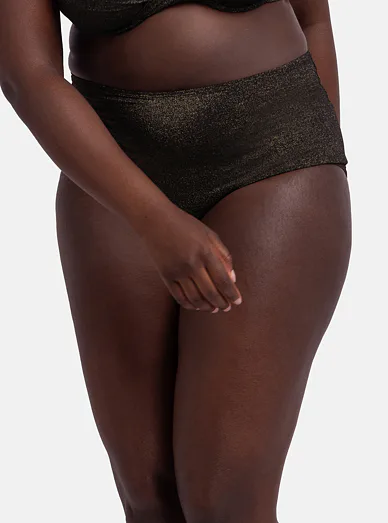 Dorina Kyra třpytivé kalhotky s vysokým pasem černé - černá