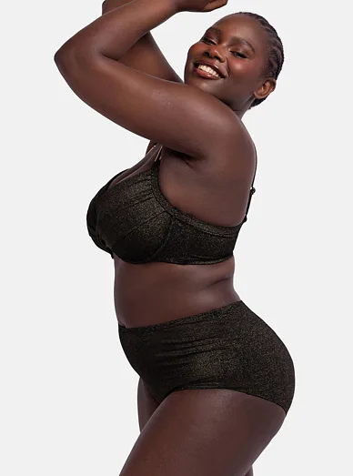 Dorina Kyra třpytivá plavková podprsenka s kosticí černá - černá