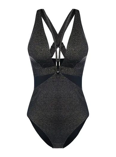 Dorina Kyra třpytivé jednodílné plavky černé - černá