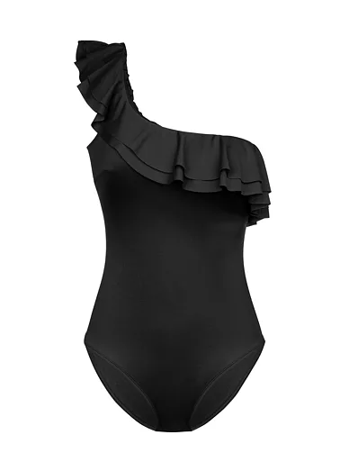 Dorina Cap Cana asymetrické jednodílné plavky s volánem černé - černá