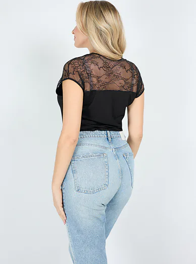 ELDAR Mitzi dámské tričko s krajkou černé - Černá