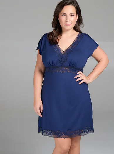 ELDAR Tracy noční košile s krajkou modrá - modrá