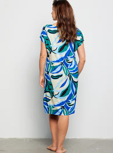 Linclalor letní šaty s tropickým vzorem - modrá