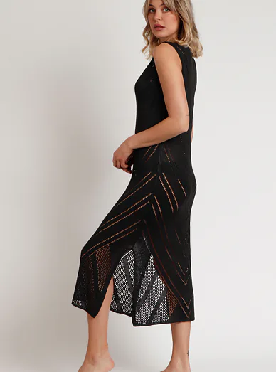 ADMAS dámské dlouhé šaty z bavlny černé - černá