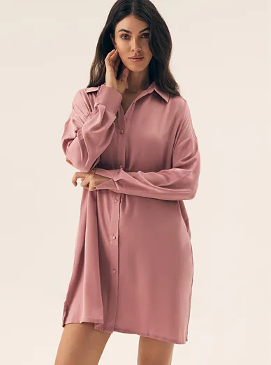 Esotiq Rhone saténová noční košile růžová - růžová