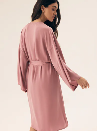 Esotiq Rhone saténový župan růžový - růžová