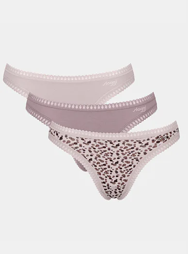 Bavlněná tanga v sadě 3ks Sloggi - starorůžová
