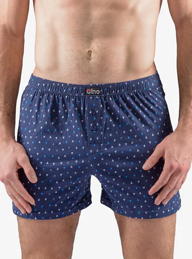 Gina pánské bavlněné trenýrky se vzorem - šedo-modré