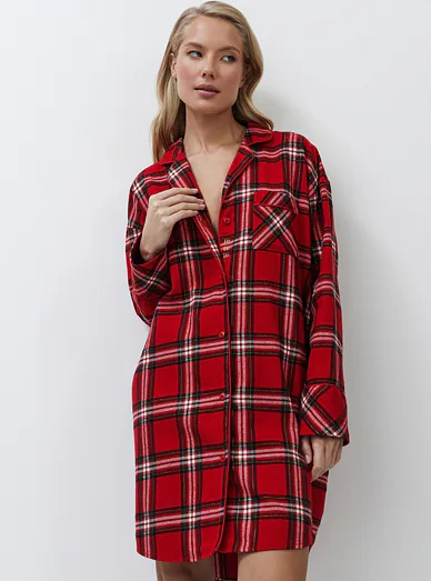 Aruelle dámská noční flanelová košile červená - červená