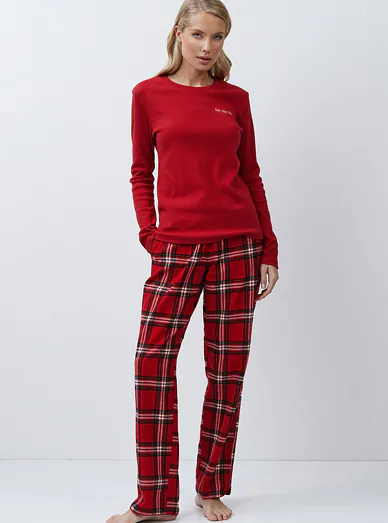 Aruelle vánoční dámské pyžamo bavlněné červené - červená