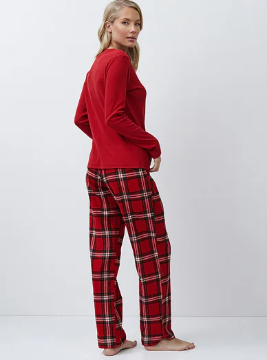 Aruelle vánoční dámské pyžamo bavlněné červené - červená