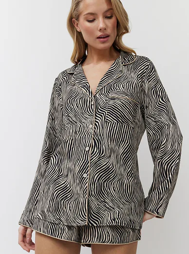 Aruelle dámské pyžamo zebří vzor, béžovo-hnědé - zebří vzor