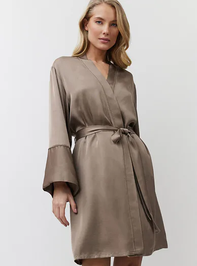 Aruelle lehký dámský župan hnědý - hnědá taupe