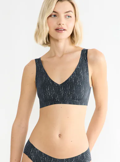 Sloggi vyztužená braletka bez kostic černo-stříbrná - černo-stříbrná