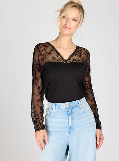 Eldar dámská halenka s krajkou černá - Černá