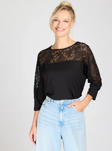 Eldar krajková dámská halenka černá - Černá