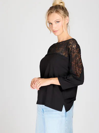 Eldar krajková dámská halenka černá - Černá