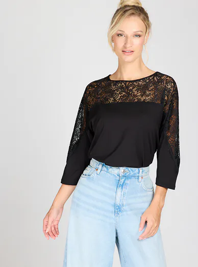 Eldar krajková dámská halenka černá - Černá