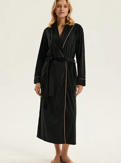 Esotiq dámský dlouhý župan černý - černá