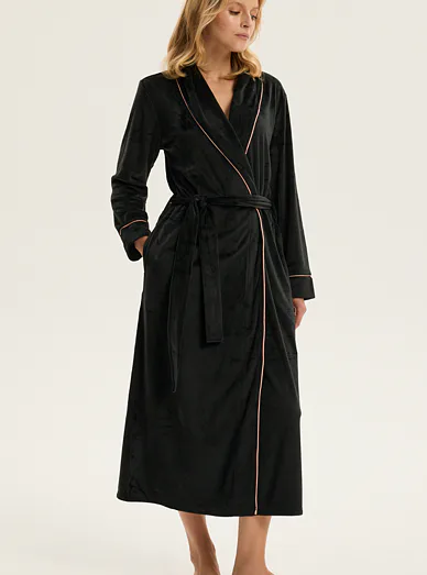 Esotiq dámský dlouhý župan černý - černá