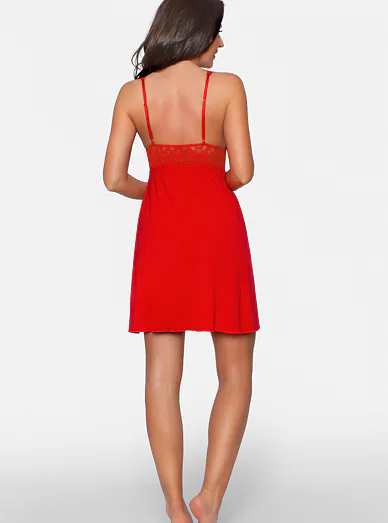 Babella noční krajková košilka červená - červená