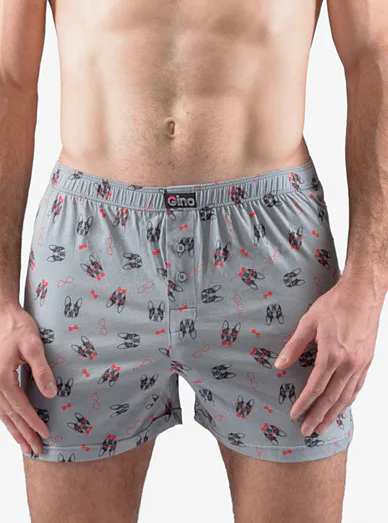 Gina pánské bavlněné trenýrky se vzorem - světle šedá