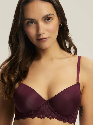 Esotiq push-up podprsenka s krajkou tmavě vínová - Mahagonová