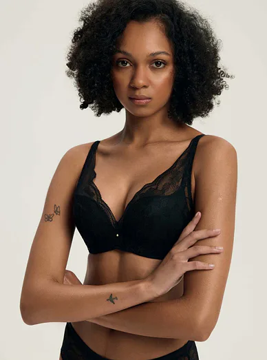 Esotiq push-up podprsenka s kosticí černá - černá