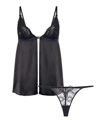 Dorina babydoll set - košilka a tanga černé - černá