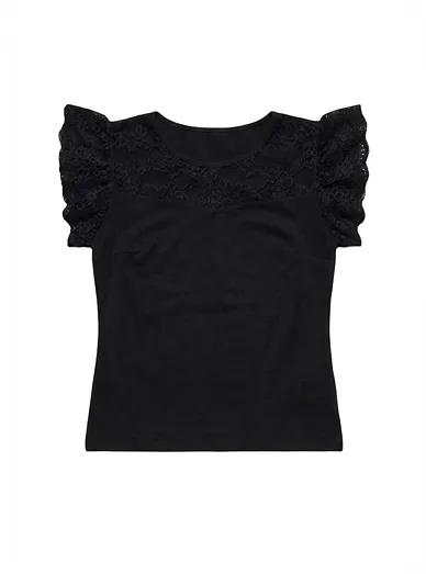 Kalimo viskózové tričko s krajkou černé - černá