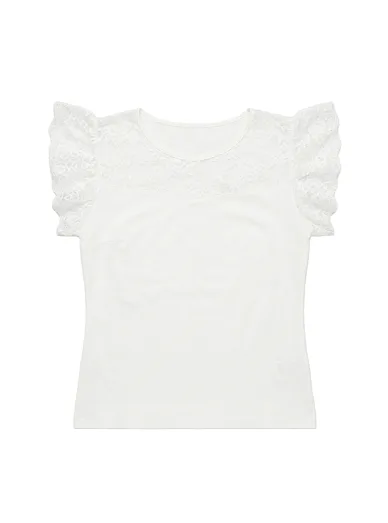 Kalimo viskózové tričko s krajkou bílé - smetanová