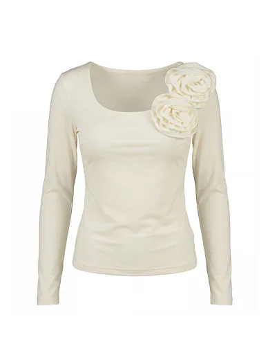 Kalimo viskózové tričko s dlouhým rukávem bílé - smetanová