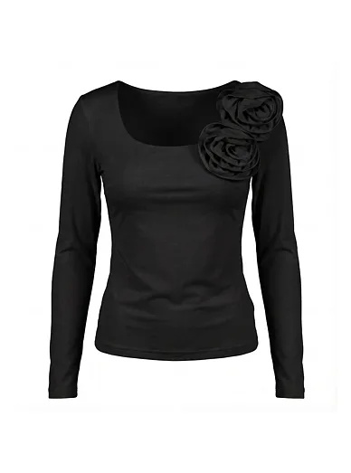 Kalimo viskózové tričko s dlouhým rukávem černé - černá