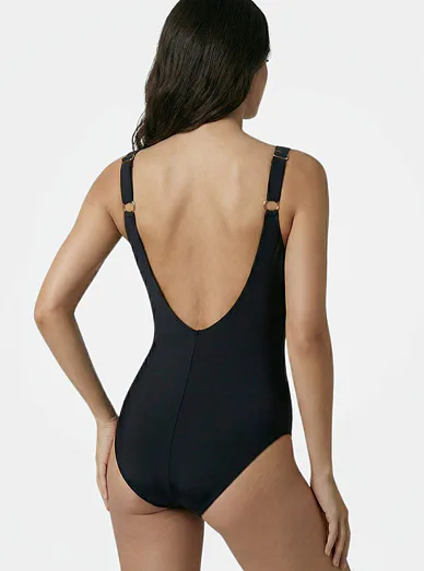 Deidad vyztužené jednodílné plavky s kosticemi černé - Černo-bílá