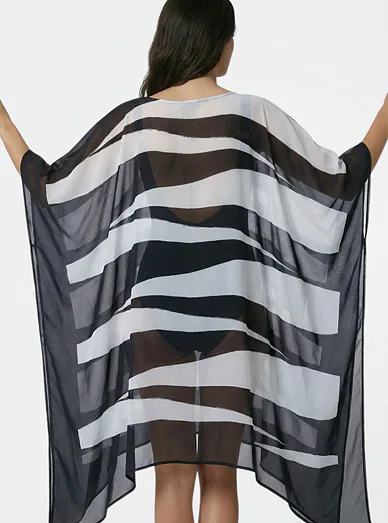 Deidad dámský plážový kaftan černý - Černo-bílá