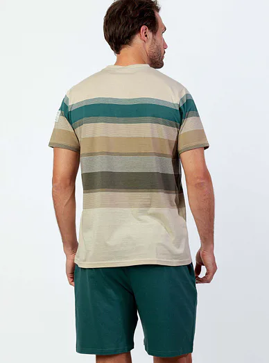 Admas bavlněné pánské pyžamo béžové - Béžová