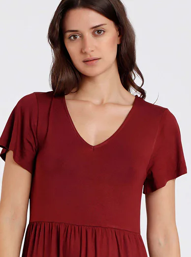 Admas letní viskózové šaty červené - vínová