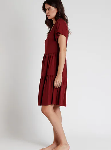 Admas letní viskózové šaty červené - vínová