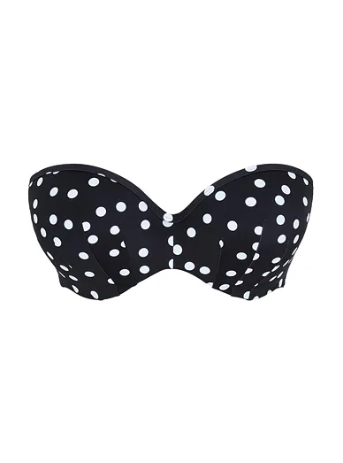 Panache vyztužená plavková balkonová podprsenka černá - černá s puntíky