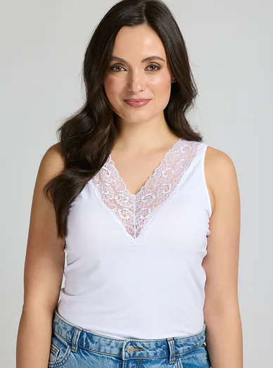 Eldar krajkové tílko bílé - Bílá