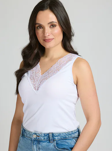 Eldar krajkové tílko bílé - Bílá