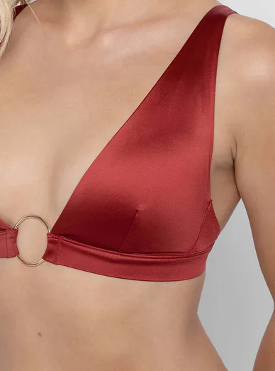 Dorina trojúhelníková plavková podprsenka červená - terakotová