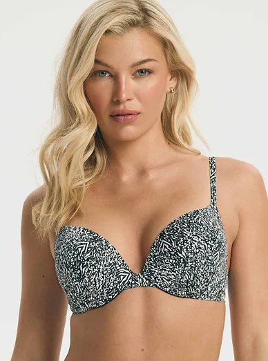 Esotiq vyztužená plavková push-up podprsenka černobílá - černá